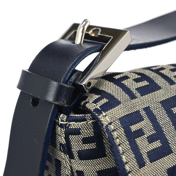 Fendi Navy Gray Canvas Zucchino Mamma Baguette Handbag 2305.26325.018 145596 - Picture 4 of 10